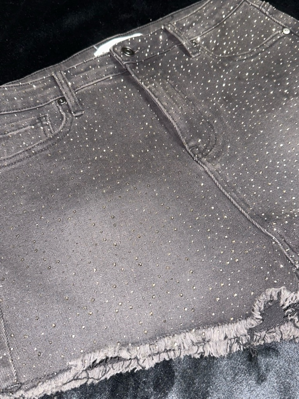 Altar'd State Black Studded Denim Mini Shorts